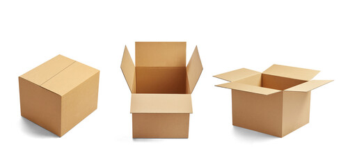 box package delivery cardboard carton packaging isolated shipping gift container brown send transport moving house relocation collection group