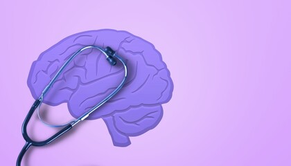 Epilepsy awareness concept, Purple human brain