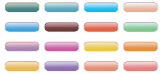 Shiny buttons set, glossy isolated icons.