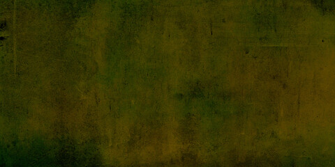 Green grunge background. Old rough dirty wood surface or paper texture. Close-up. Dark green yellow grunge banner. Copy space for your design