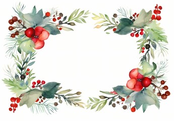 christmas frame in watercolor on white background ilustration
