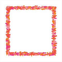 Bright hearts confetti corner frame on white background. Valentine's Day. Banner template. Space for text. illustration.