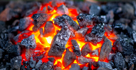 Red hot black coals