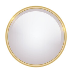 Gold shiny button, metallic golden 3D 