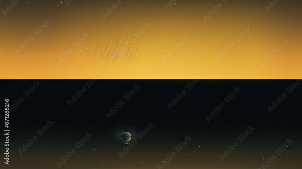 Poster a view of a distant object in the distance with a bright orange sky in the background and a distant 