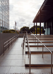modern disabled access ramp entrance to a building background	