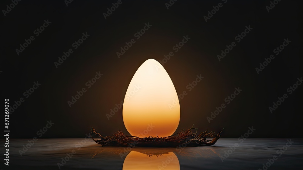 Aufkleber a lit candle sitting on top of a table next to a bird's nest on top of a table. generative ai