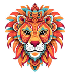 Obraz premium colorful lion head, carnival artwork illustration design, for print design, t-shirt design, stickers, etc, genertaive ai