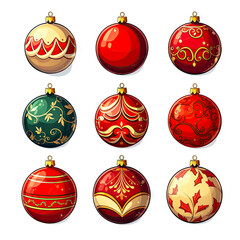 Festive Christmas Tree Decoration with Red and Gold Baubles Hanging in an Interior Design generated by AI