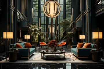 Art Deco interior design is a popular design style of the 1920s and ’30s characterized especially by sleek geometric or stylized forms - obrazy, fototapety, plakaty