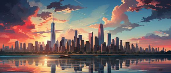 Fototapeta premium new york city skyline. AI generative