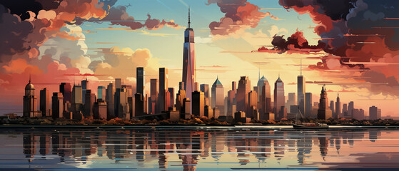 new york city skyline. AI generative