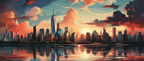 new york city skyline. AI generative