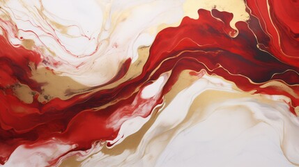 Abstract red gold marble marbled ink painted painting texture luxury background banner. Red and golden waves swirl gold painted splashes