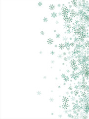 Square winter snow frame with blue snowflakes on a white background. Festive Christmas banner, New Year card. Symbols of frosty winter. Vector illustration.