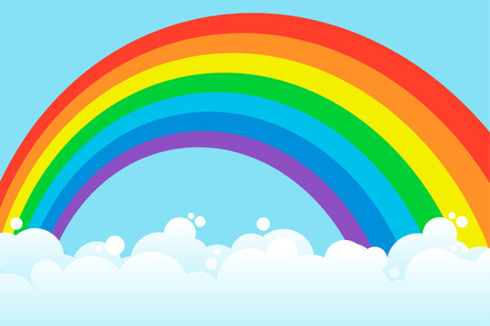 rainbow in the sky clouds design background