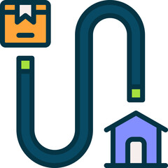 route filled color icon. vector icon for your website, mobile, presentation, and logo design.