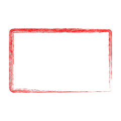 red rectangle crayon frame, simple hand draw sketch at white background