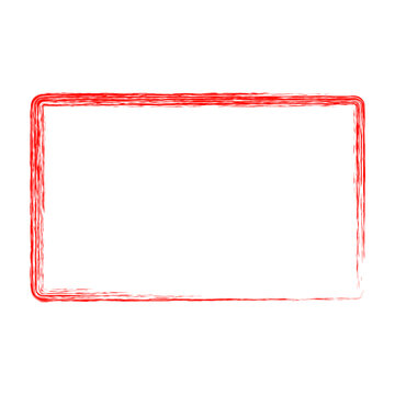 red rectangle crayon frame, simple hand draw sketch at white background