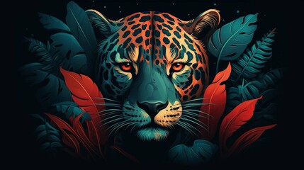Photo cool jaguar illustration design  - obrazy, fototapety, plakaty