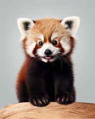 A cute little red panda on a clean background