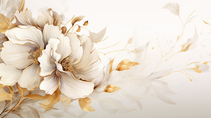 Obraz na płótnie Canvas beautiful white flowers and leaves