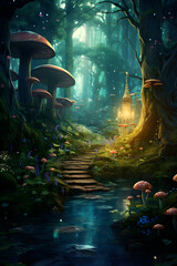 Enchanted path in magic forest