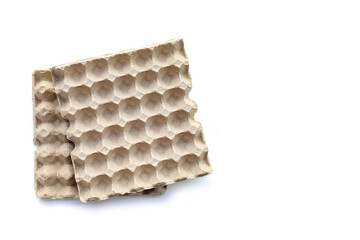 Paper egg crate tray on white background.