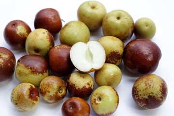 Fresh jujube fruit on white background