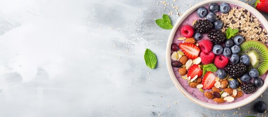 A nutritious breakfast option for vegans and vegetarians is a smoothie bowl topped with a medley of...