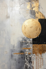 Gold black and white oil painted geometric shapes