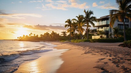 Obraz premium Golden Sands and Gentle Waves: Beachfront Serenity