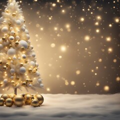 Árbol de Navidad Blanco y Esferas Doradas Pino Navideño en Color Blanco y Dorado Nevado