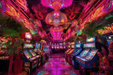 Slot machines in Las Vegas. Neural network AI generated art