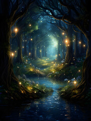 Fairytale Magical forest - obrazy, fototapety, plakaty