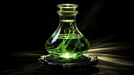 Obraz na płótnie Canvas A_glass_flask_filled_with_green liquid