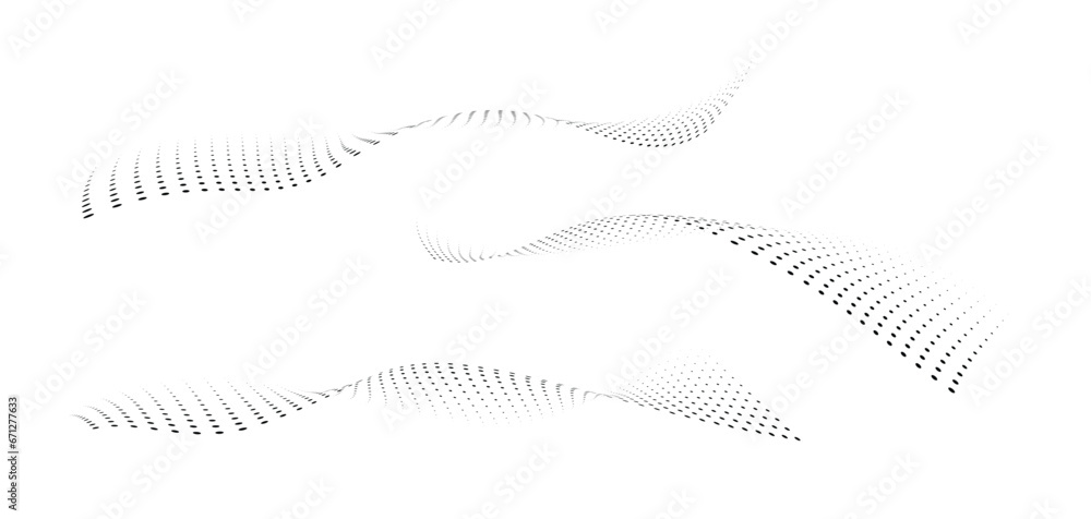 Poster technology abstract background. geometric dotted curve shapes.