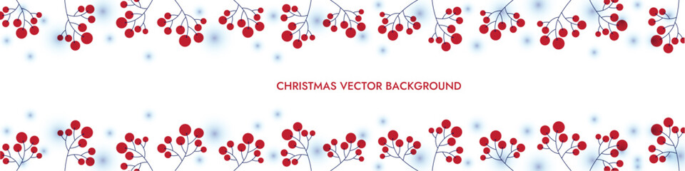 White Winter Vector Christmas Background with Snowflakes, Branches, and Chrismas Tree. 