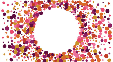 Round frame made of colored circles. banner Place for text. Horizontal background. Vector illustration.