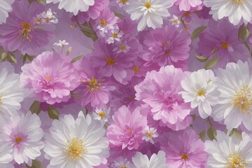 Seamless flowers pattern painting with trendy colors. Print Design, generative ai