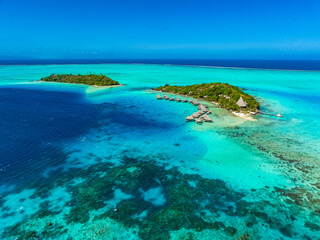Fototapeta na wymiar Bora Bora by drone, Feench Polynesia
