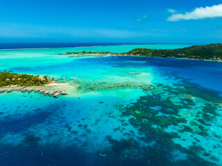 Fototapeta premium Bora Bora by drone, Feench Polynesia