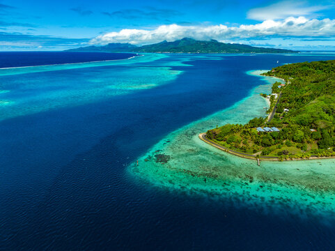 Taha'a by drone, French Polynesia