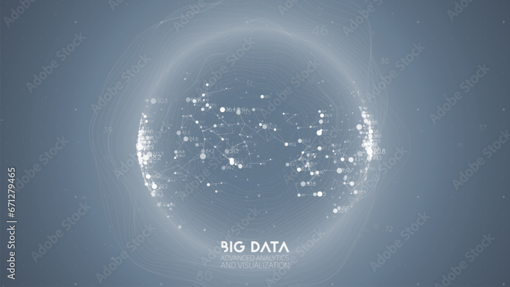 Aufkleber Big data visualization. Futuristic infographic. Information aesthetic design. Visual data complexity. Complex data threads graphic visualization. Abstract data graph.