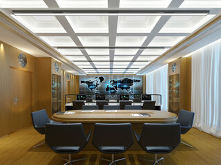 Modern meeting room, board room. 3d rendering