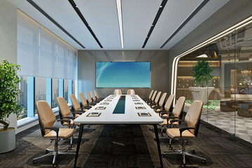 Modern meeting room, board room. 3d rendering