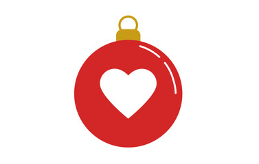 red christmas ball with heart