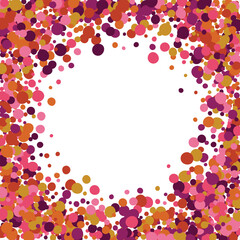 Round frame made of colored circles. banner Place for text. Horizontal background. Vector illustration.