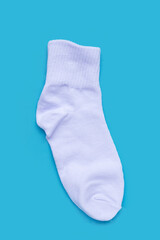 White socks on blue background.