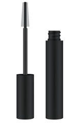 Black mascara, open bottle, vector